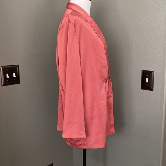 ASOS Coral Pink Double Breasted Soft Shell Blazer - Picture 7 of 10